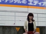 日本の女装子が屋外露出して射精